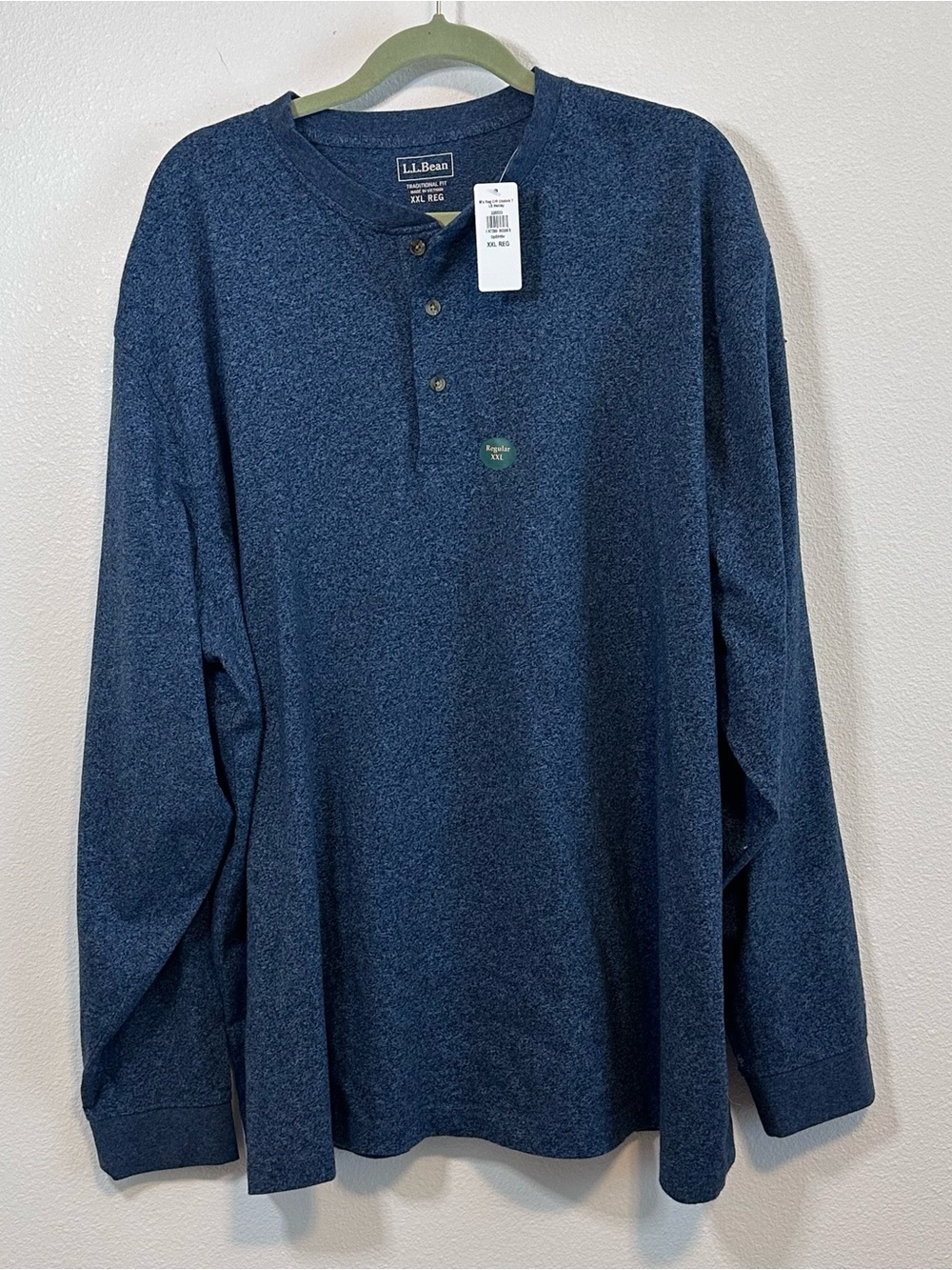 L.L. Bean Men's Navy Henley Long Sleeve Shirt
